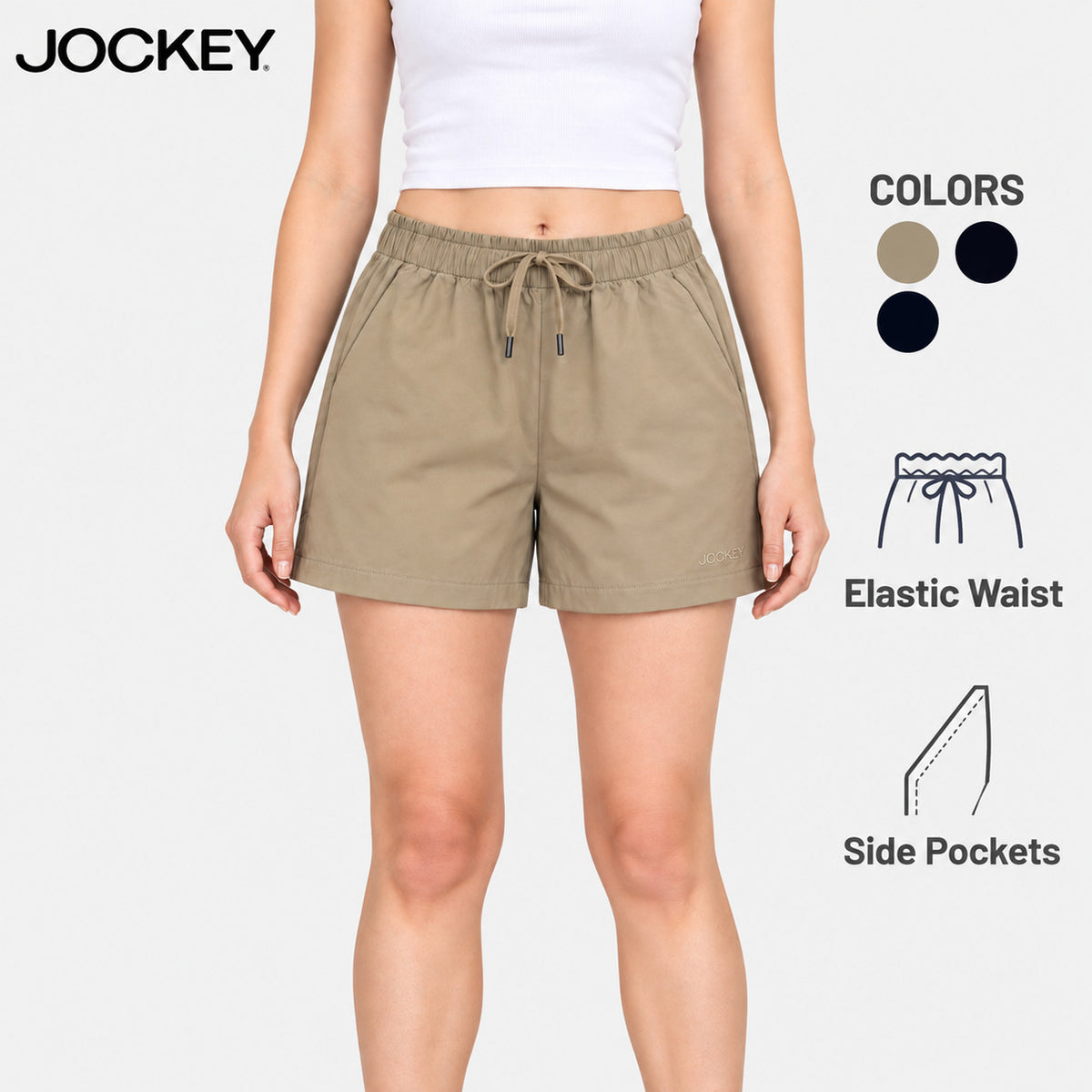 Jockey Women's Shorts with Side Pockets and Drawcord Waist | Woven | JLM651092