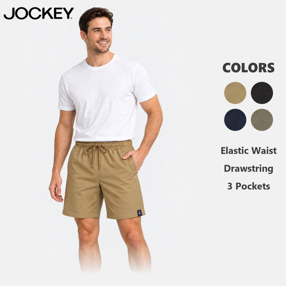 Jockey Men's Casual Shorts with Side Pockets | 100% Cotton | JMM639978