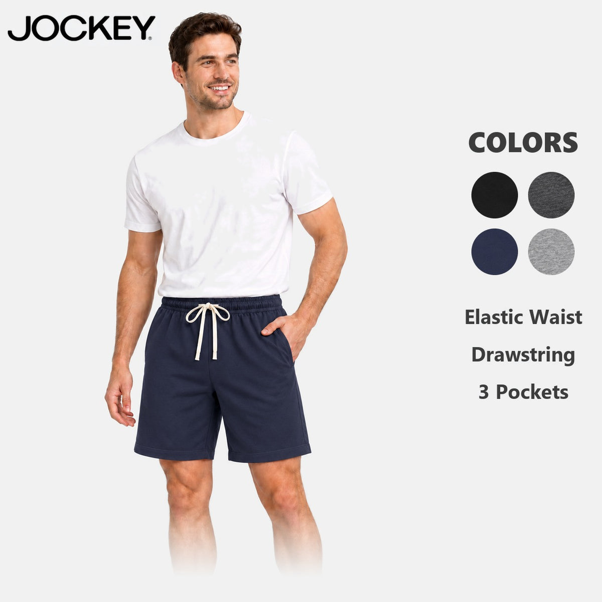 Jockey Men's Knit Shorts with Drawstring Waist | Cotton Blend | JMM639979