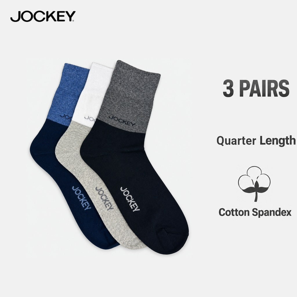 Jockey Men's Quarter Length Socks 3-Pack Colour Block | Cotton Elastane | JMS639920