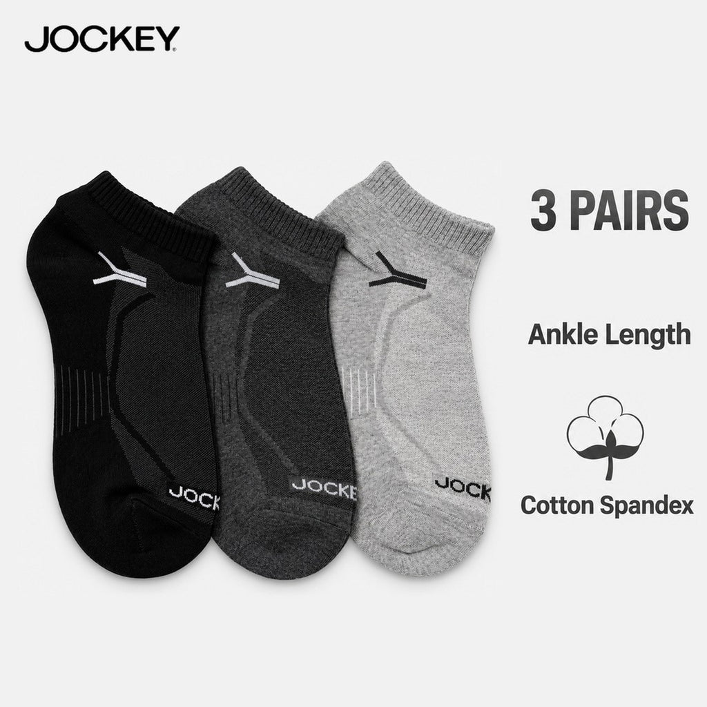 Jockey Men's Casual Ankle Socks 3-Pack | Cotton Spandex | JMS651055