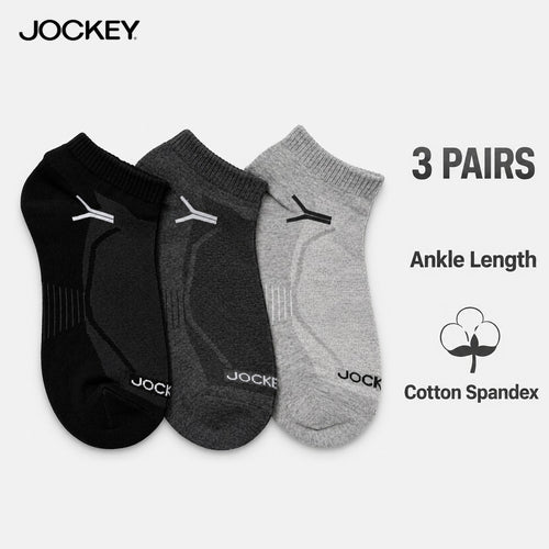 Jockey Men's Casual Ankle Socks 3-Pack | Cotton Spandex | JMS651055
