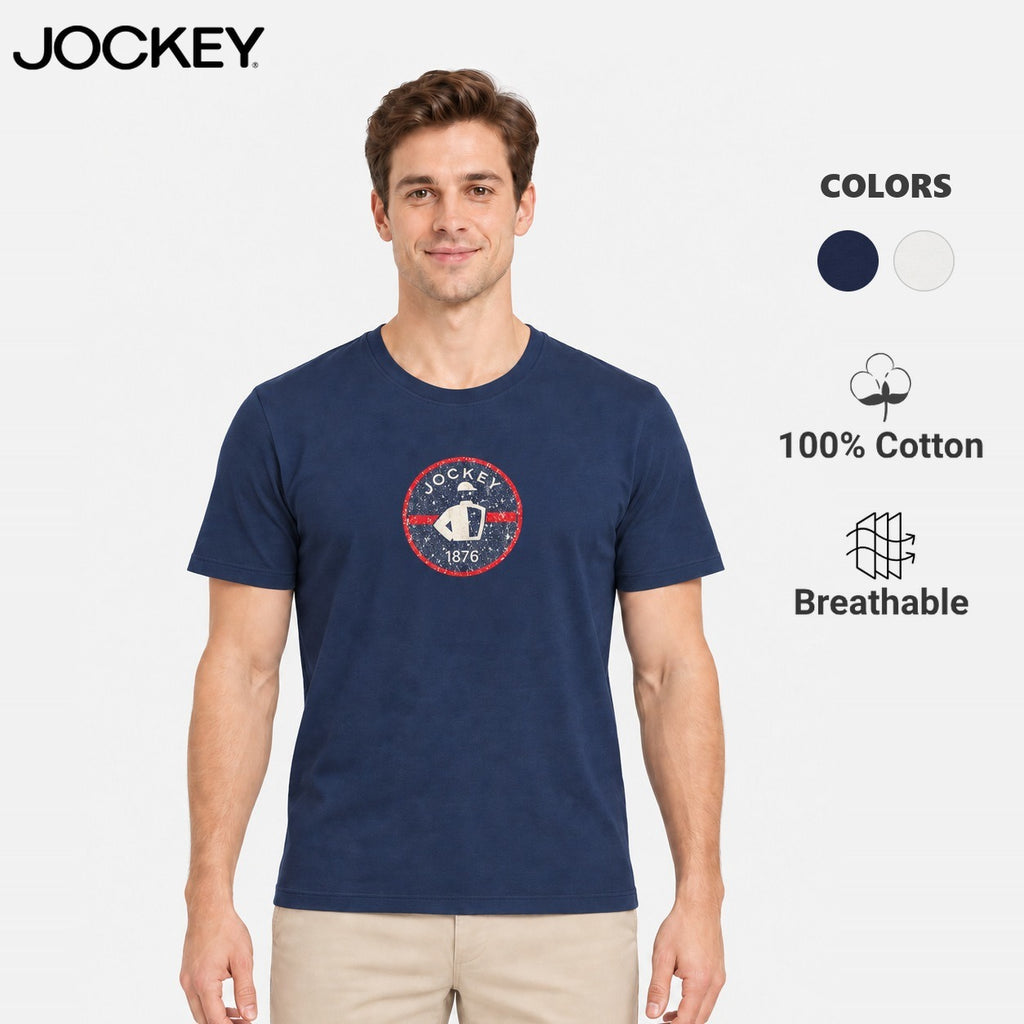 Jockey Men's Round Neck Graphic Tee 1876 Badge | 100% Cotton | JMT651012