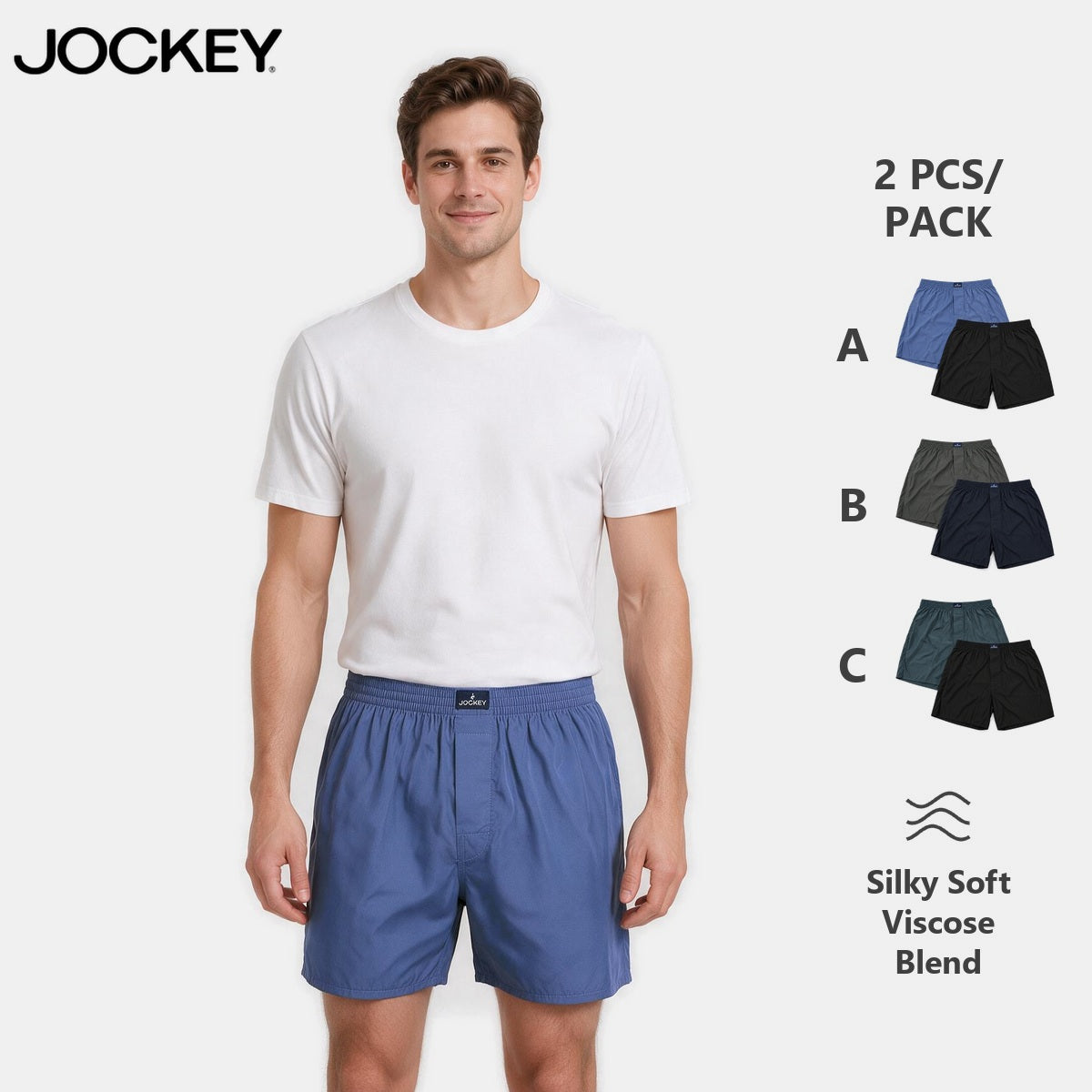 Jockey Men's Woven Boxer Shorts 2-Pack | Viscose Blend | JMX601063AS1