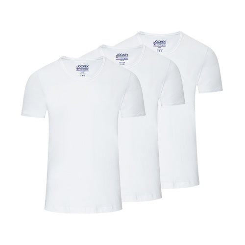 Jockey® USA Originals Cotton Round Neck Tee 3-Pack | JMN177833WHT