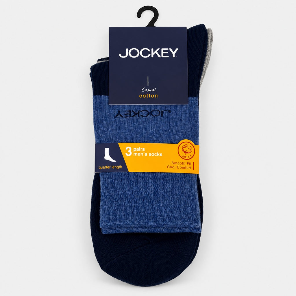 Jockey Men's Quarter Length Socks 3-Pack Colour Block | Cotton Elastane | JMS639920
