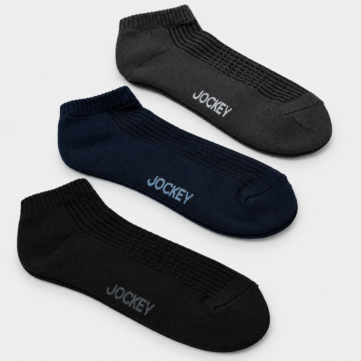 Jockey Men's Casual Ankle Socks 3-Pack Textured Knit | Cotton Spandex | JMS651056