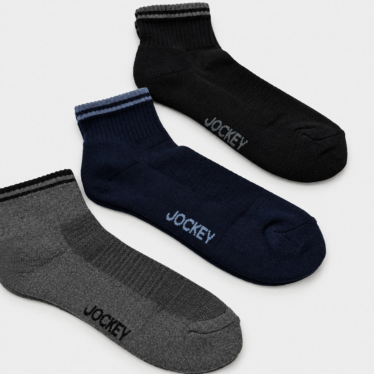 Jockey Men's Quarter Length Socks 3-Pack | Cotton Spandex | JMS651057