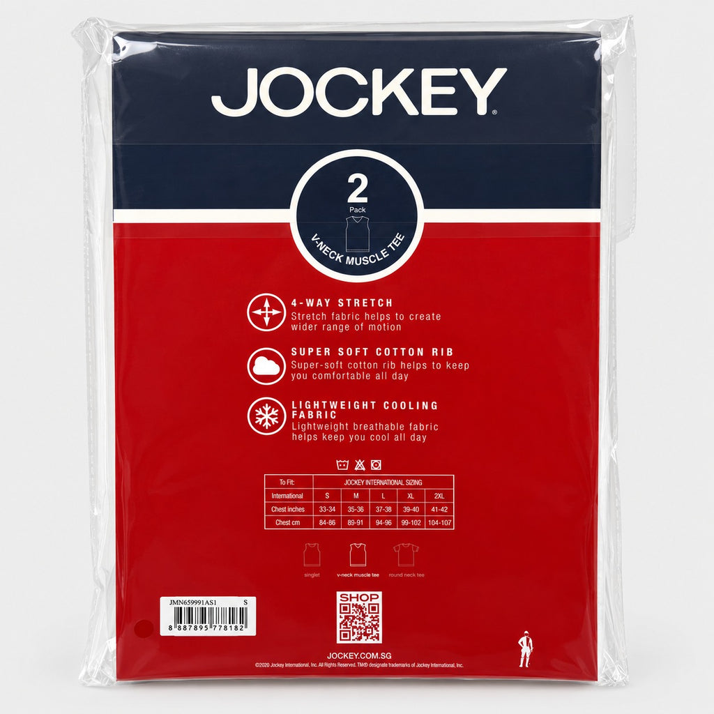 Jockey Men's V-Neck Muscle Undershirt 2-Pack | 100% Cotton Rib | JMN659991