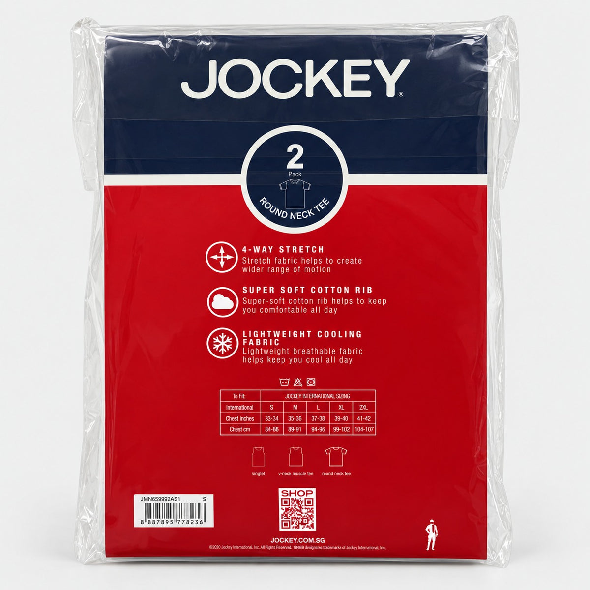 Jockey Men's Round Neck Undershirt Tee 2-Pack | 100% Cotton Rib | JMN659992