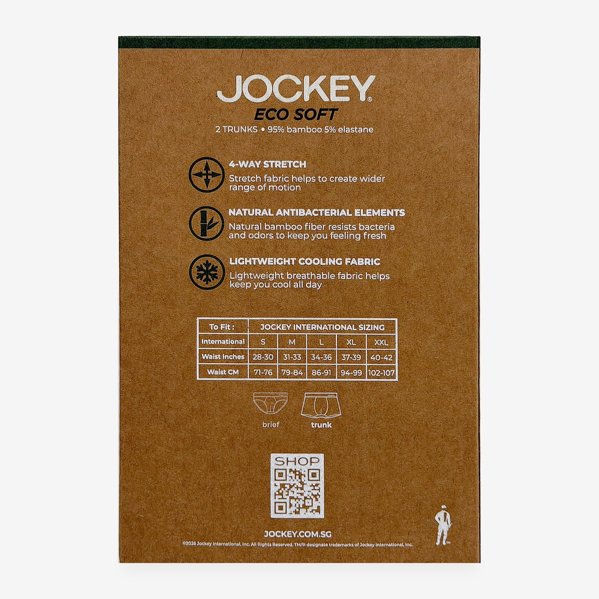 Jockey Men's Eco Soft Trunks 2-Pack | Bamboo Elastane | JMK659987
