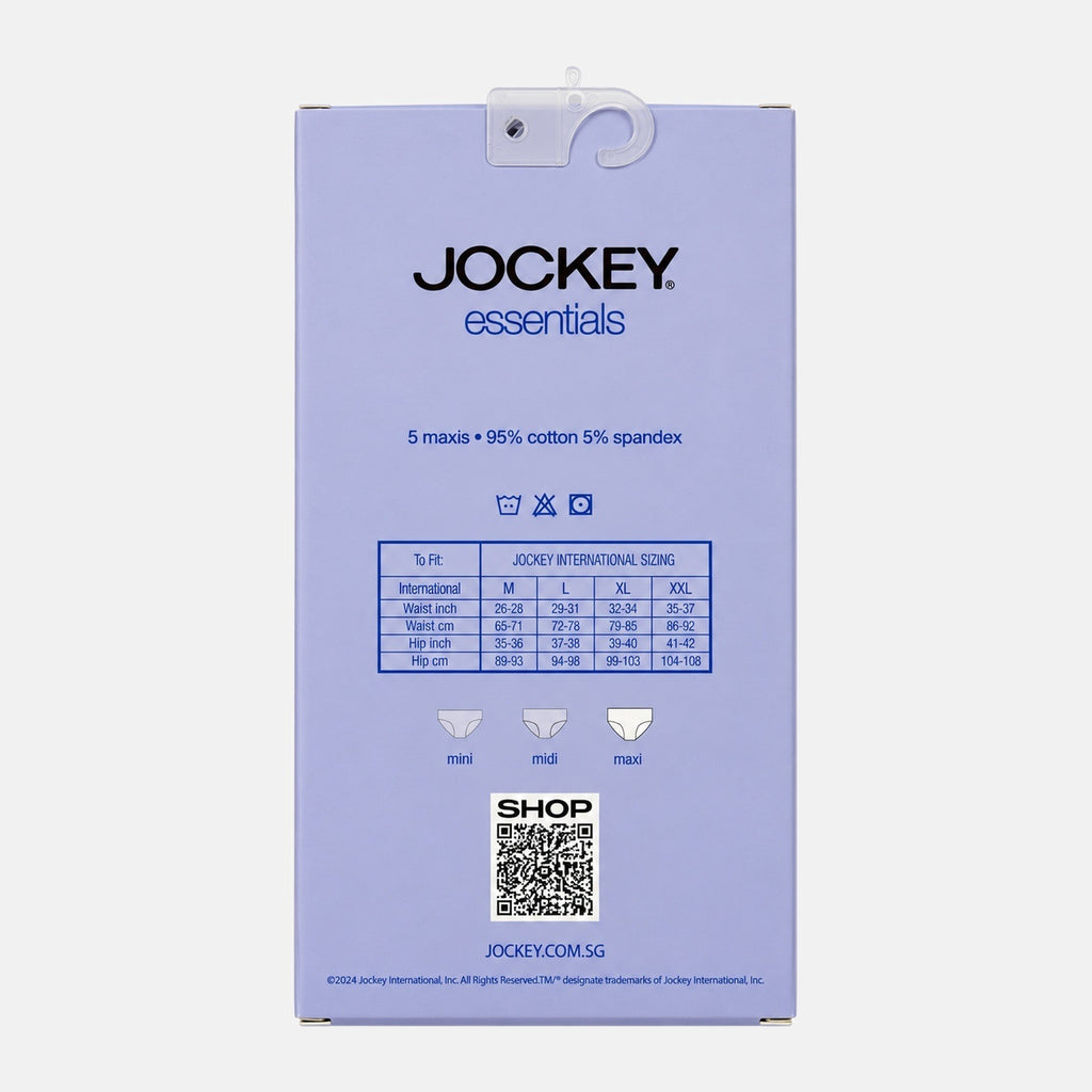 Jockey Women's Essentials Maxi Panties 5-Pack | Cotton Spandex | JLU609997AS1