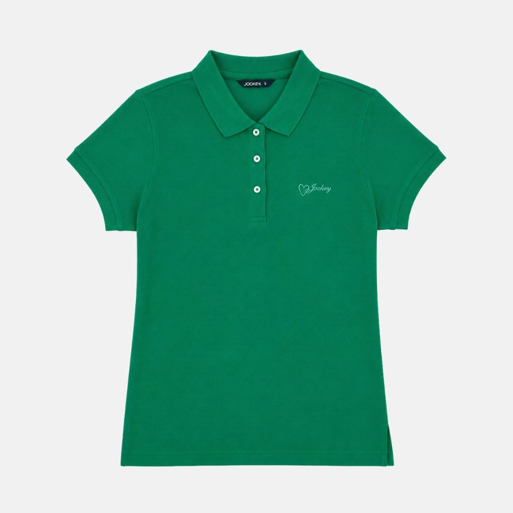 Jockey® Ladies Basic Solid Polo With Wording | JLP639924