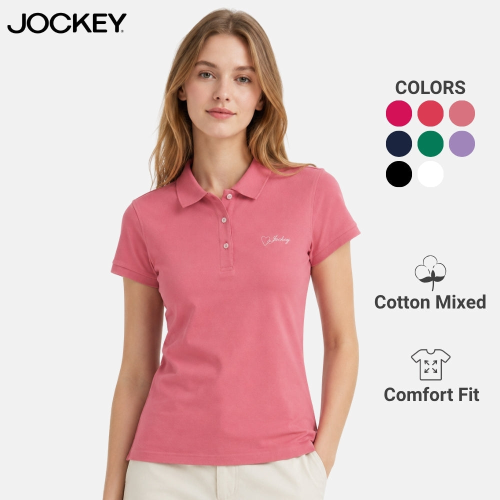 Jockey® Ladies Basic Solid Polo With Wording | JLP639924
