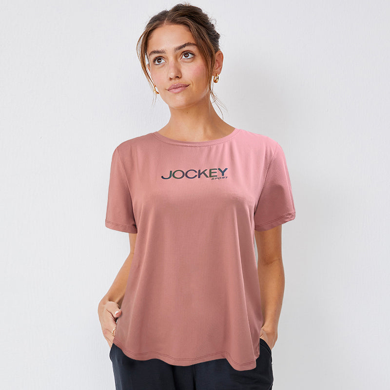 JOCKEY® LADIES' SPORT ACTIVE TEE WITH REFLECTIVE PRINT | JLT449349