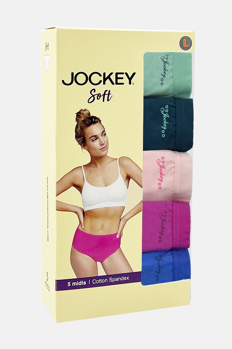 Jockey® Cotton Spandex Midi Panties 5-Pack, SOFT