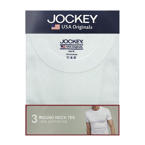 Jockey® USA Originals Cotton Round Neck Tee 3-Pack | JMN177833WHT