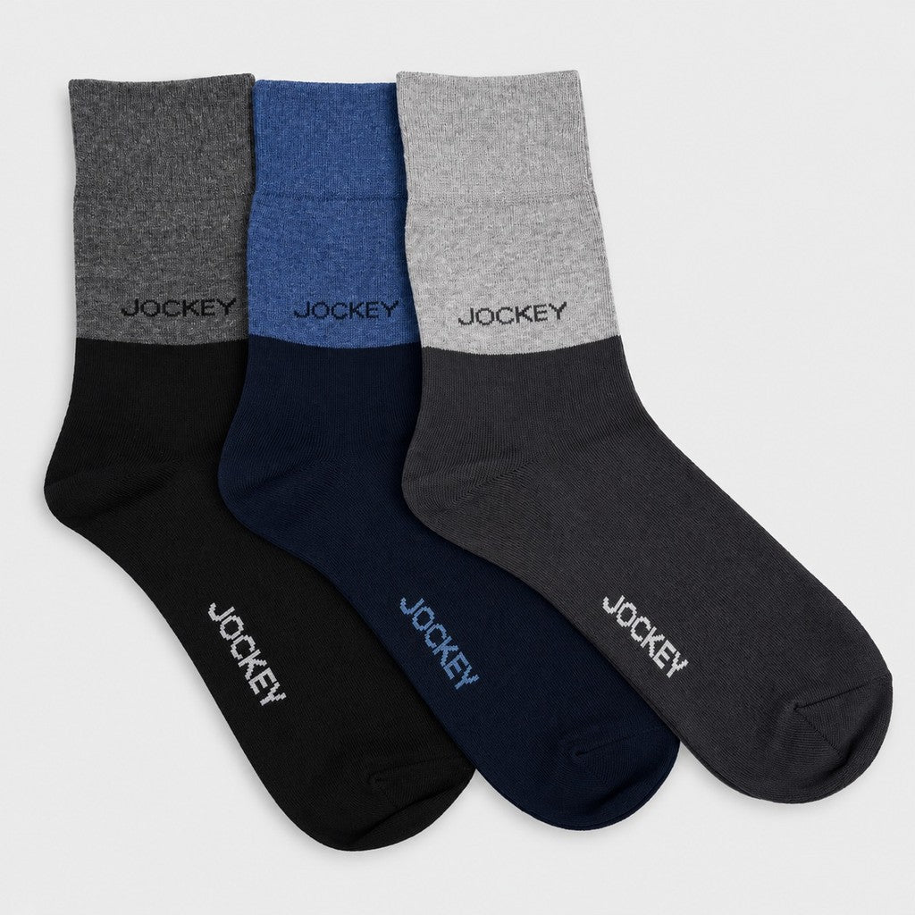 Jockey Men's Quarter Length Socks 3-Pack Colour Block | Cotton Elastane | JMS639920