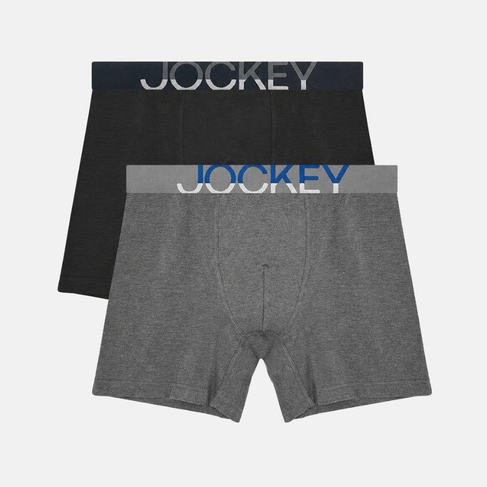 Jockey® Cotton Elastane Waistband Long Trunks 2-Pack | JMX579728