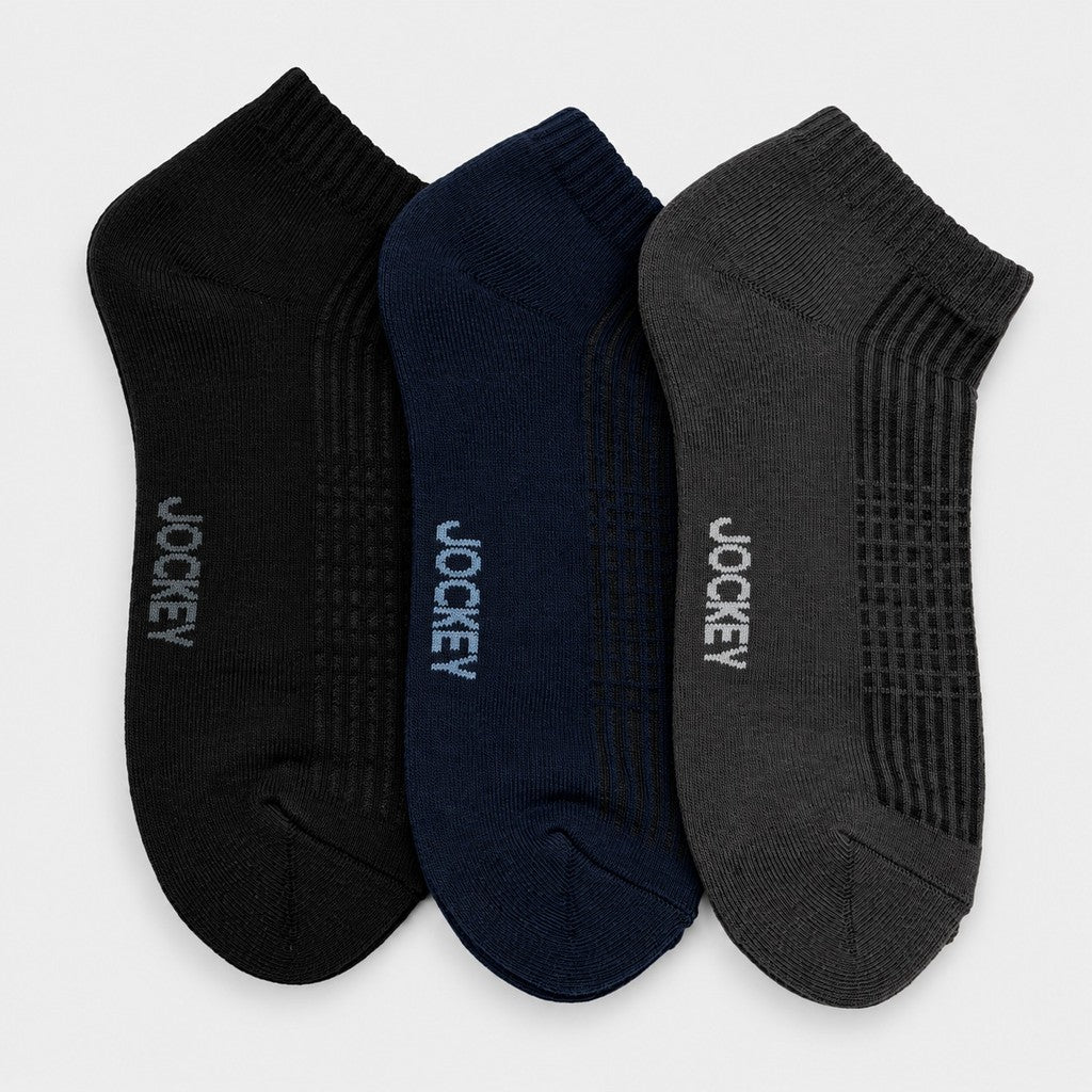 Jockey Men's Casual Ankle Socks 3-Pack Textured Knit | Cotton Spandex | JMS651056