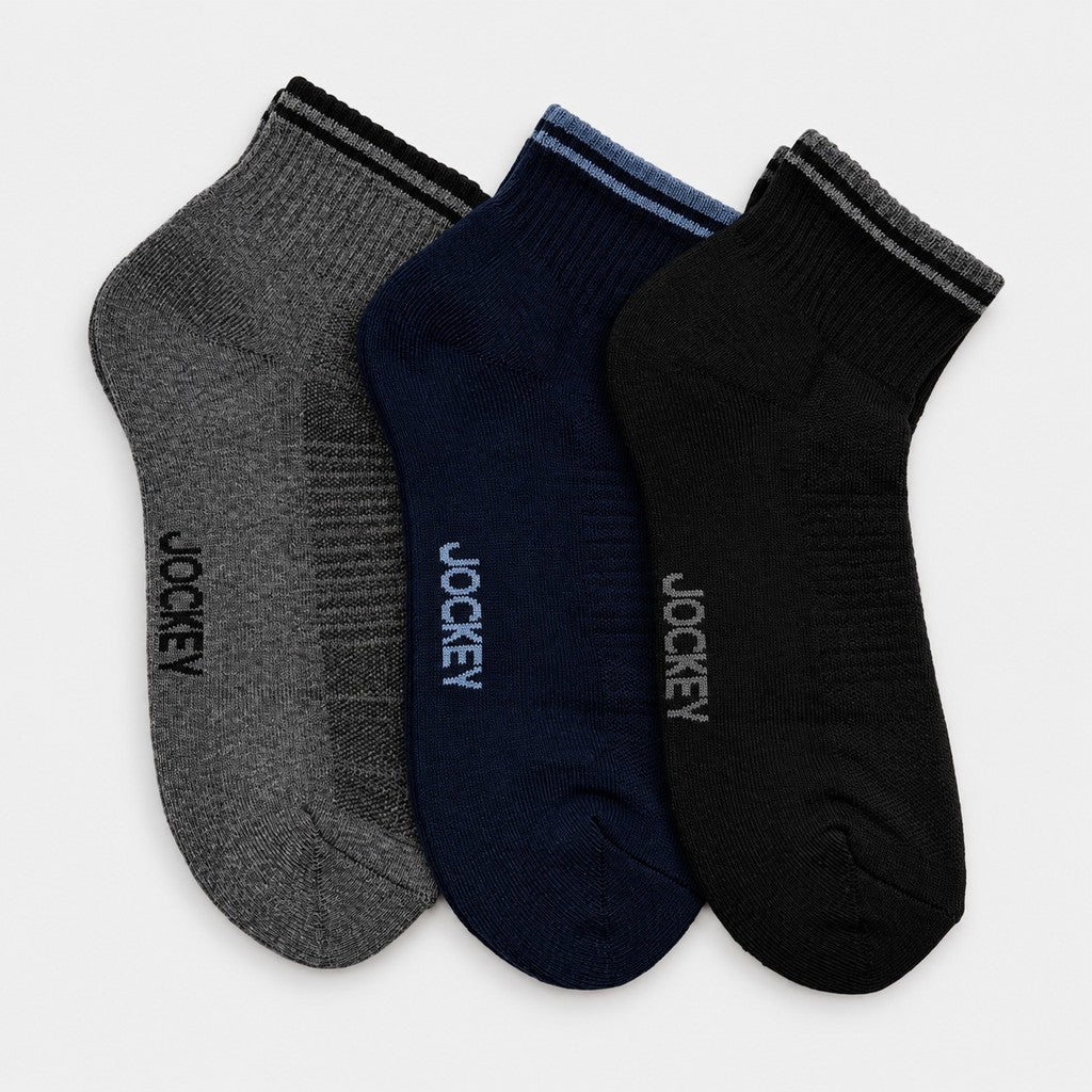 Jockey Men's Quarter Length Socks 3-Pack | Cotton Spandex | JMS651057