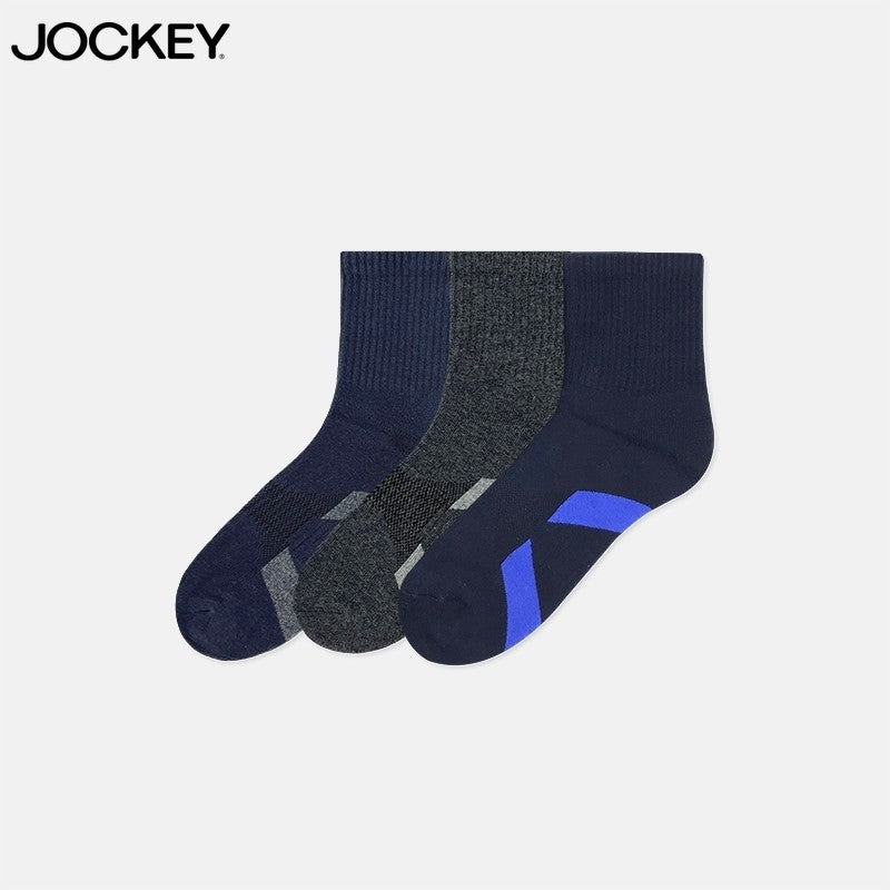 Jockey® Cotton Elastane Half Terry Quarter Socks 3-Pack | JMS753949