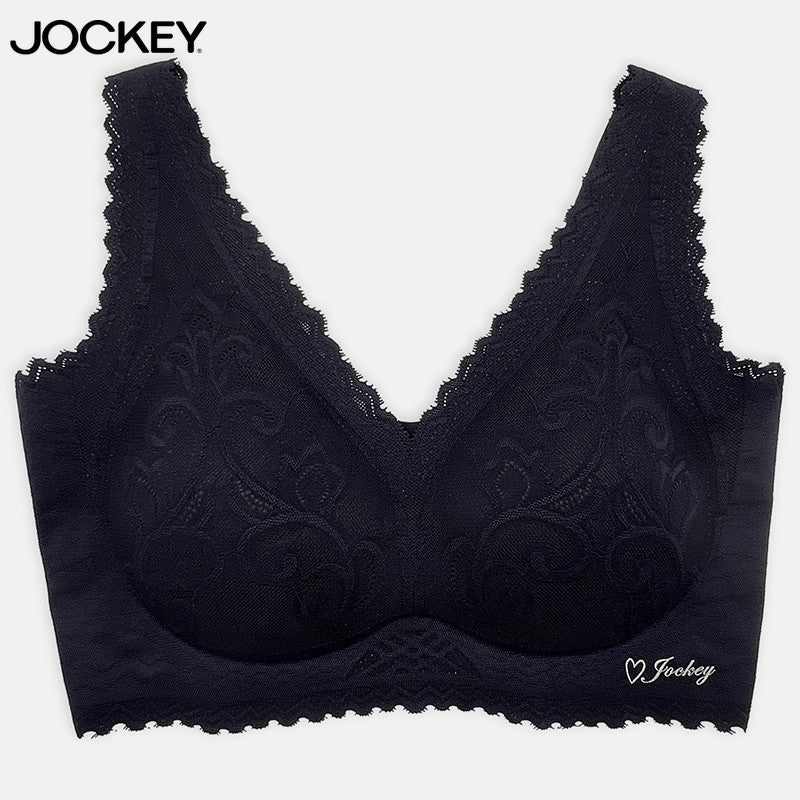 Jockey® Low V Lace Seamless Bra | JLR338662BLK/BGE