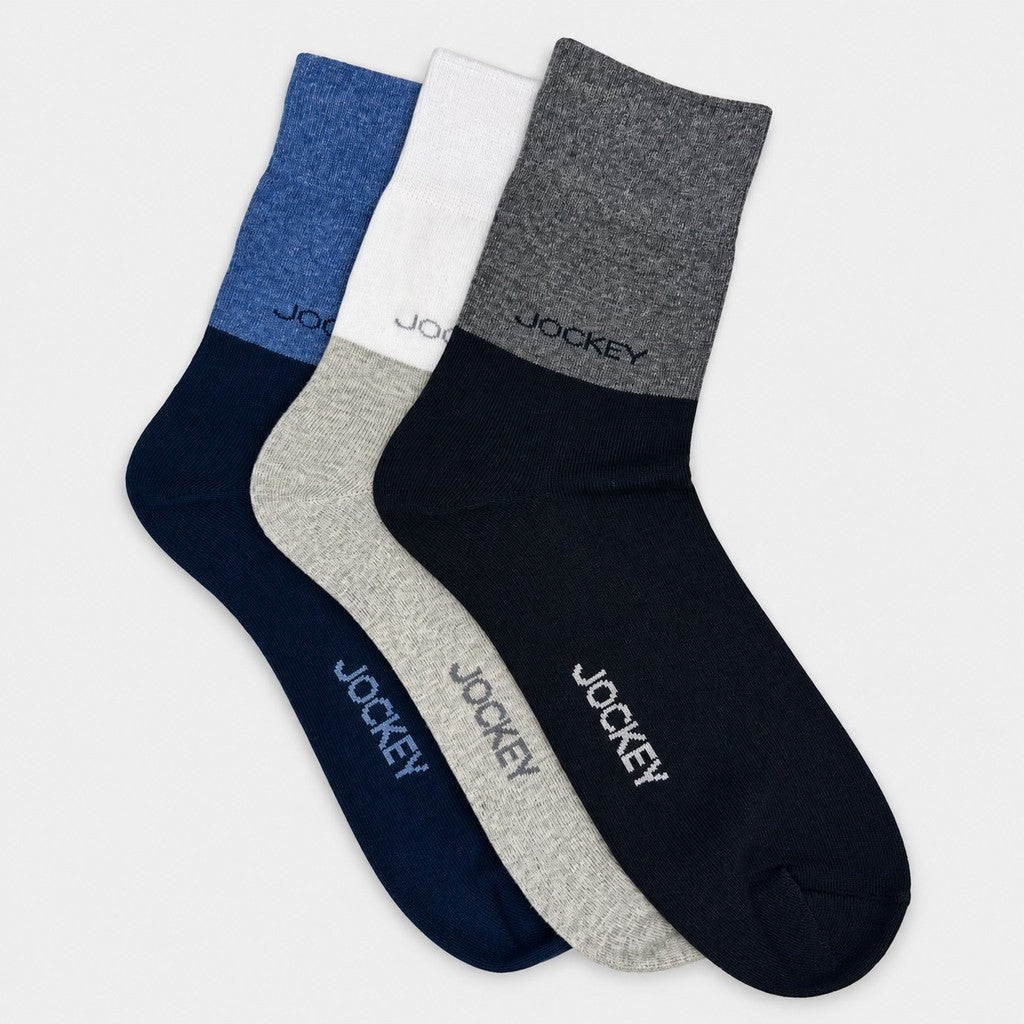 Jockey Men's Quarter Length Socks 3-Pack Colour Block | Cotton Elastane | JMS639920