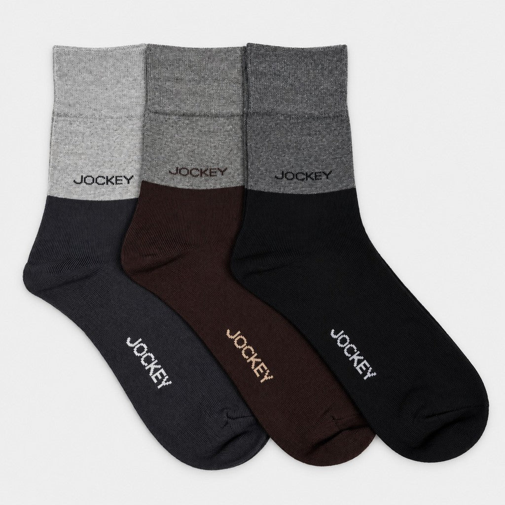 Jockey Men's Quarter Length Socks 3-Pack Colour Block | Cotton Elastane | JMS639920