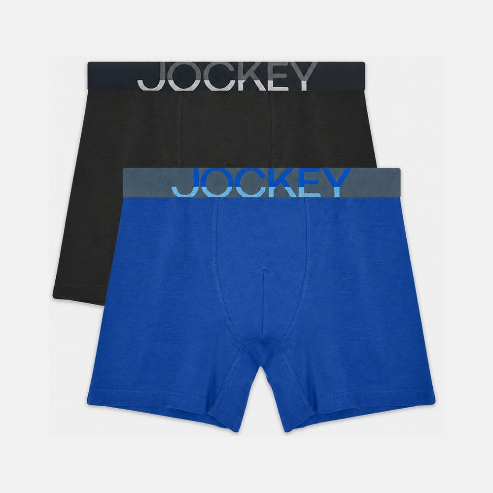Jockey® Cotton Elastane Waistband Long Trunks 2-Pack | JMX579728