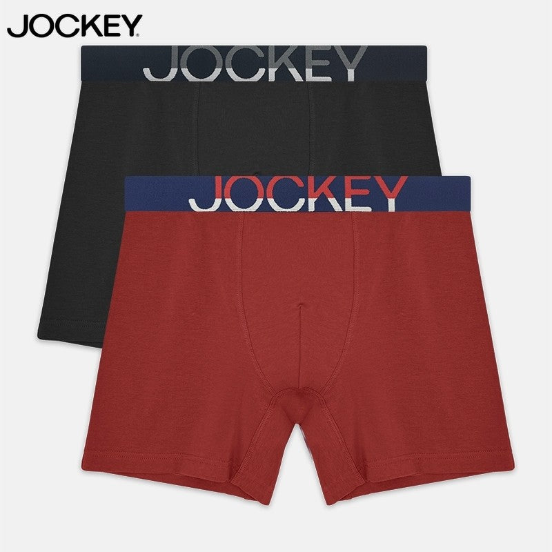 Jockey® Cotton Elastane Waistband Long Trunks 2-Pack | JMX579728