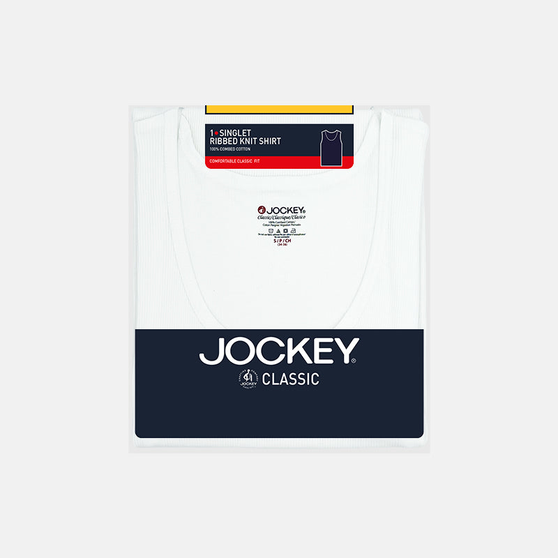 Jockey® 1pc Men's Classic Ribbed Knit Singlet | 1613WHITE