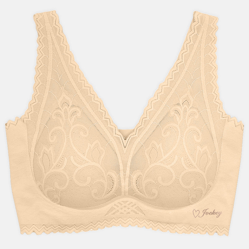 Jockey® Low V Lace Seamless Bra | JLR338662BLK/BGE