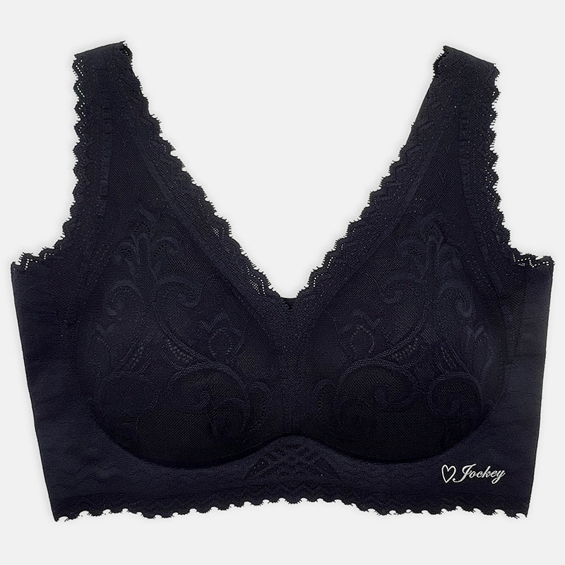 Jockey® Low V Lace Seamless Bra | JLR338662BLK/BGE
