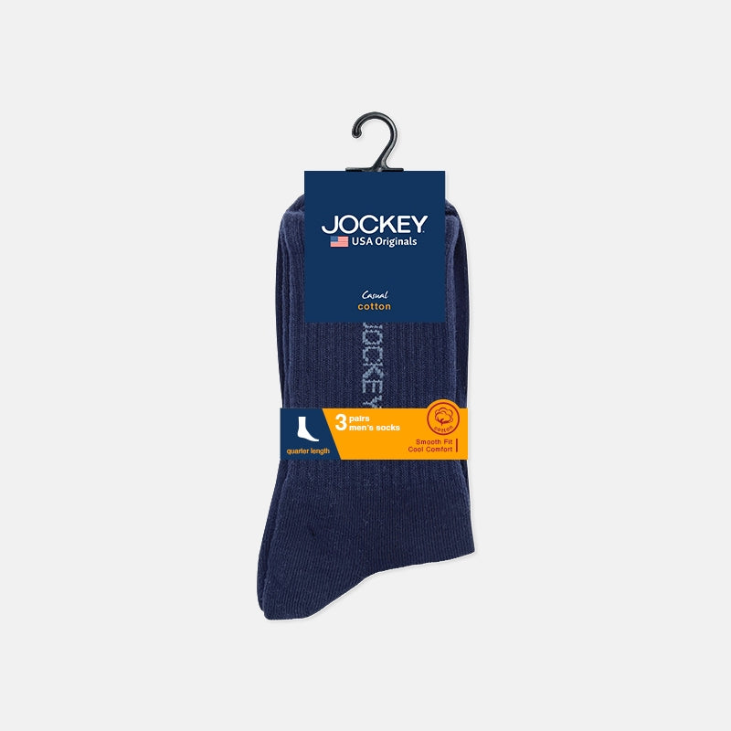 Jockey® Cotton Elastane Quarter Length Socks 3-Pack | JMS639261