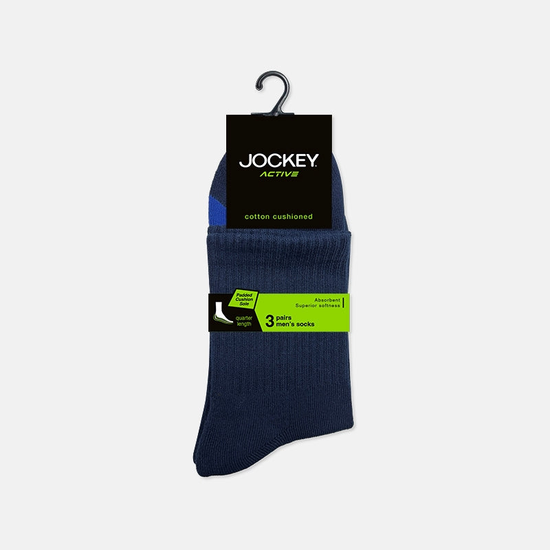 Jockey® Cotton Elastane Half Terry Quarter Socks 3-Pack | JMS753949