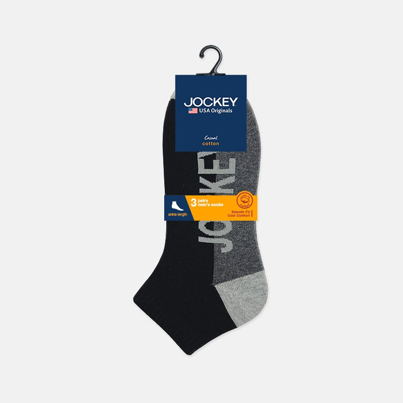 Jockey Men's Ankle Socks 3-Pack | Cotton Elastane | JMS639263