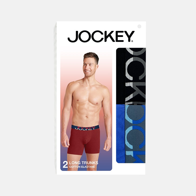 Jockey® Cotton Elastane Waistband Long Trunks 2-Pack | JMX579728
