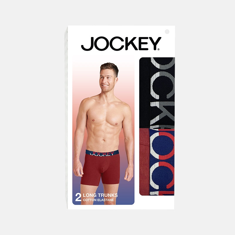 Jockey® Cotton Elastane Waistband Long Trunks 2-Pack | JMX579728